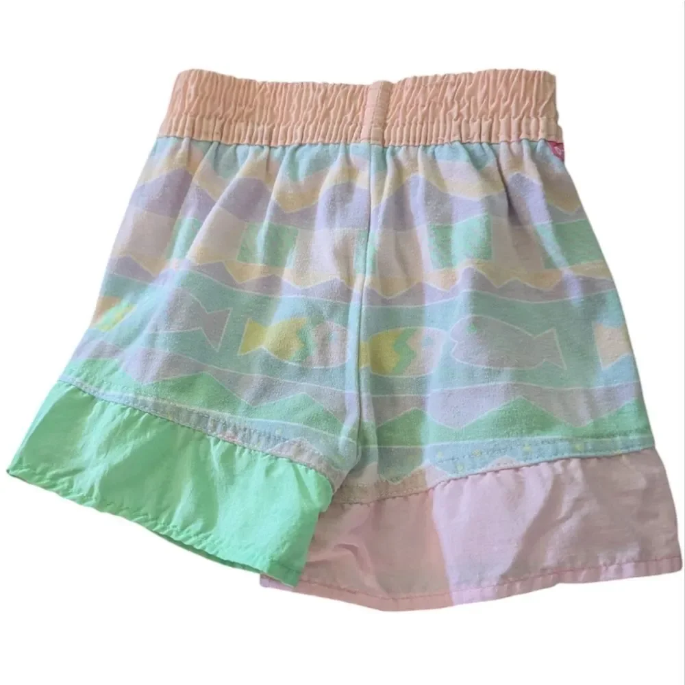 Oshkosh B'Gosh Rare Vintage Pastel Florescent Fish  Geometric‎ Print Shorts